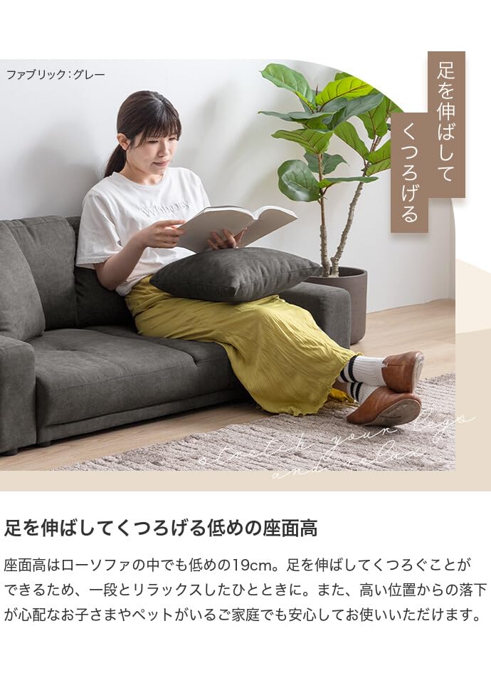 Amazon｜家具350 ソファー 2人掛け 幅130 ロー クッション付